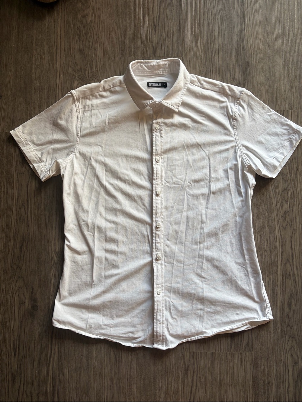 White Short-Sleeve Button-Up Shirt